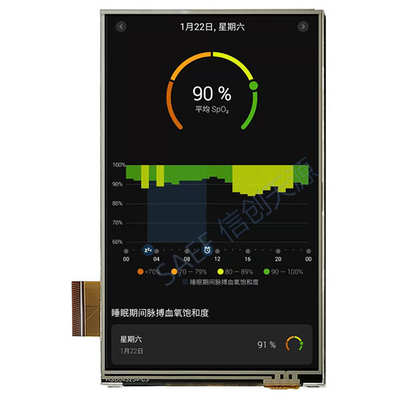 480x800 IPS 4.3 인치 TFT LCD 디스플레이 미피는 45개 핀을 저항성 접촉 패널과 공유합니다