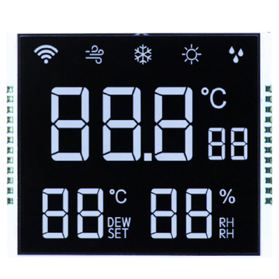 맞춤형 VA 세그먼트 LCD 디스플레이 12:00 볼 방향 직무 / 편견 1/4 직무 초저 2μA 소비 -20 °C ~ 70 °C 작동