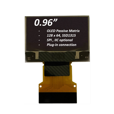 0.96인치 OLED 디스플레이 모듈 128x64 픽셀 SPI I2C 인터페이스 플러그인 연결