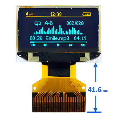 0.96인치 30핀 ZIF 커넥터 OLED 얇은 디스플레이 패널 128x64 점 매트릭스 SPI I2C 인터페이스