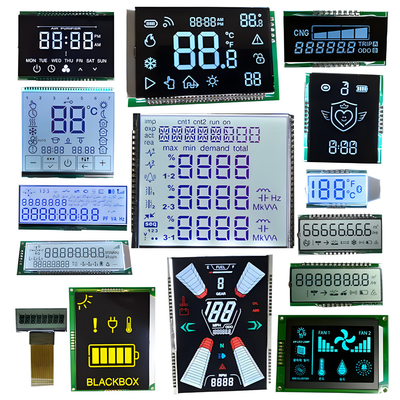 사용자 정의 세그먼트 LCD 디스플레이 완전 사용자 정의 TN 송신성 양적 광 온도 -30°C ~ 80°C 6 00 시 시청 방향