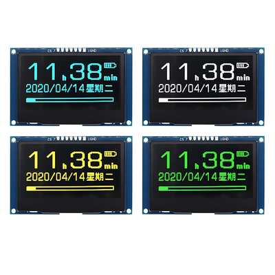2.42인치 128x64 점 OLED 디스플레이 모듈 SPI 인터페이스와 흰색과 파란색 글꼴 색상
