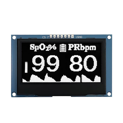 2.42인치 128x64 점 OLED 디스플레이 모듈 SPI 인터페이스와 흰색과 파란색 글꼴 색상