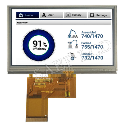 4.3은 &quot; 저항성 접촉 패널 LCD TFT 스크린과의 LCD TFT 스크린 480x272 IPS 가득 찬 시야 각도 RGB 인터페이스로 조금씩 움직입니다